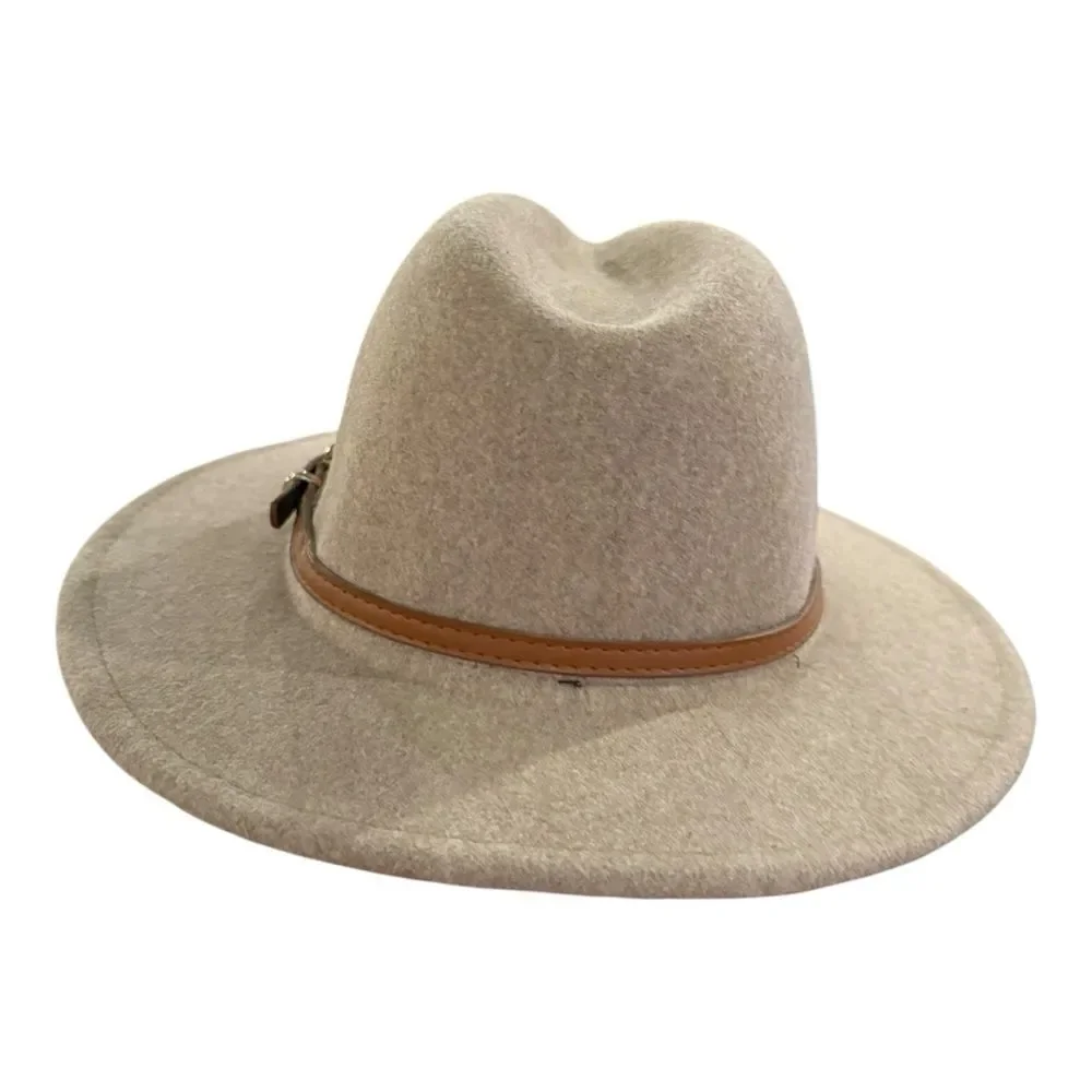 altar’d state Wool Blend Stylish Tan Fedora Hat with Brown Leather Band OSFM